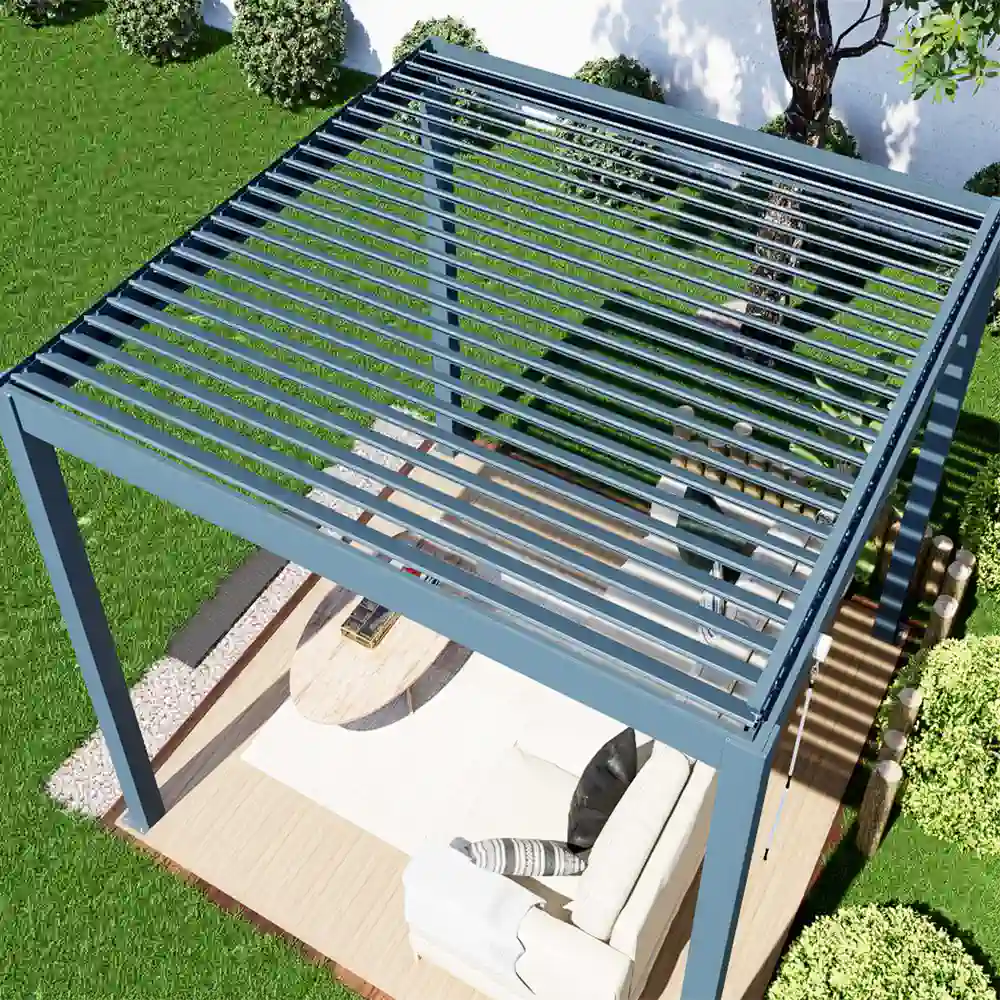 10x10x9 feet Aluminium Louvered Pergola Manually Operated (3x3x2.7 mtr) - Image 2