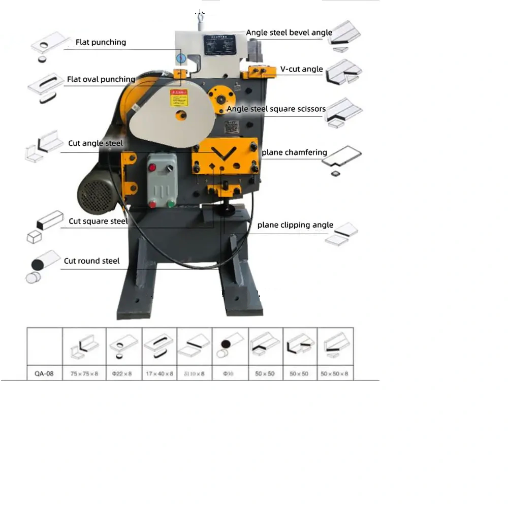 Steel Ironworker multipurpose Shearing and Punching Machine QA32-8 for cutting angle, bar, holes - Image 2