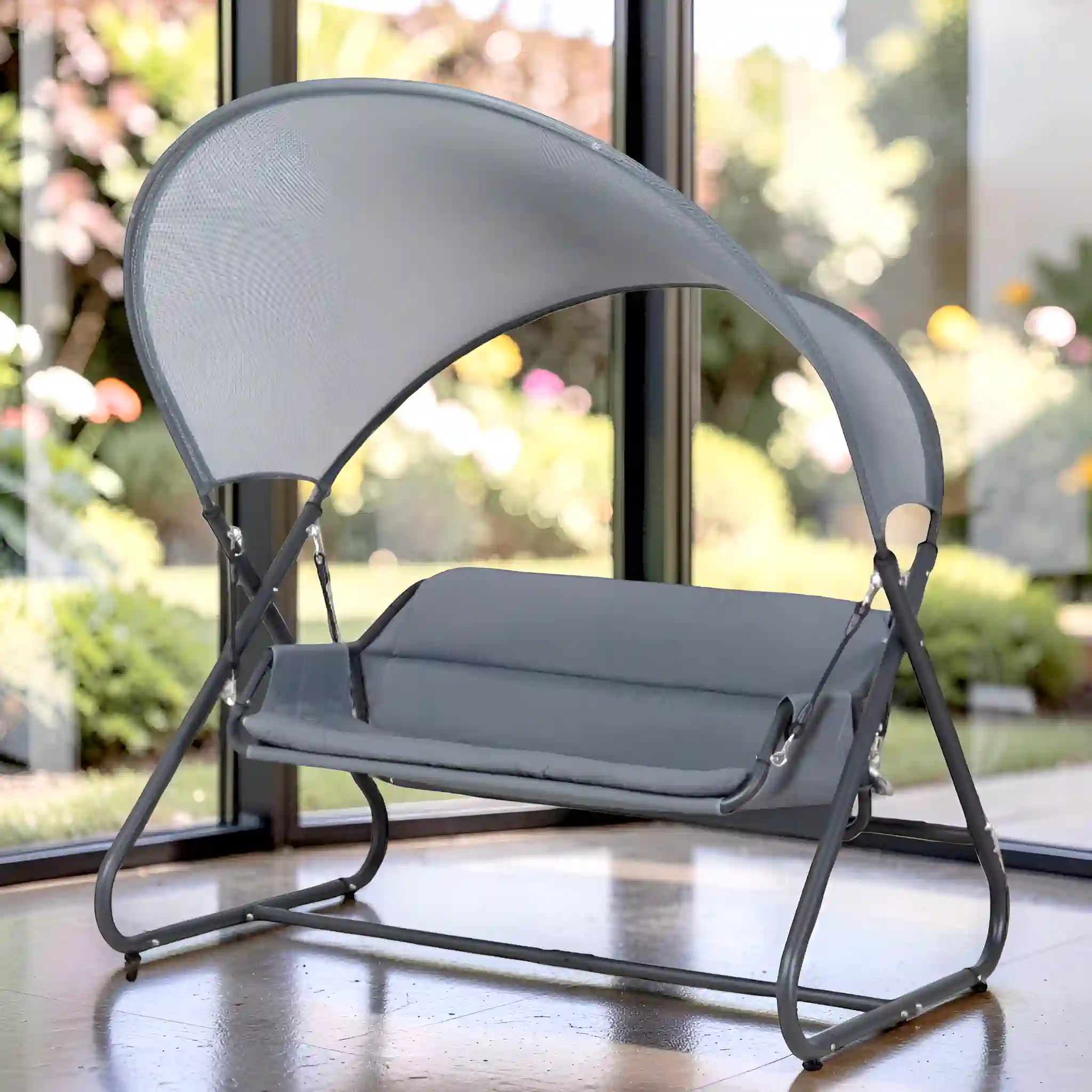 Steel Double Seater Swing with Canopy (4)