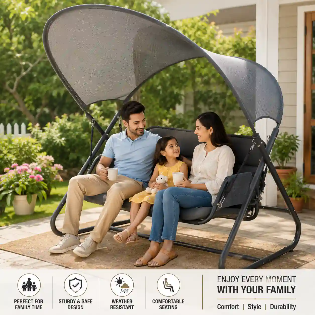 Steel Double Seater Swing with Canopy_result