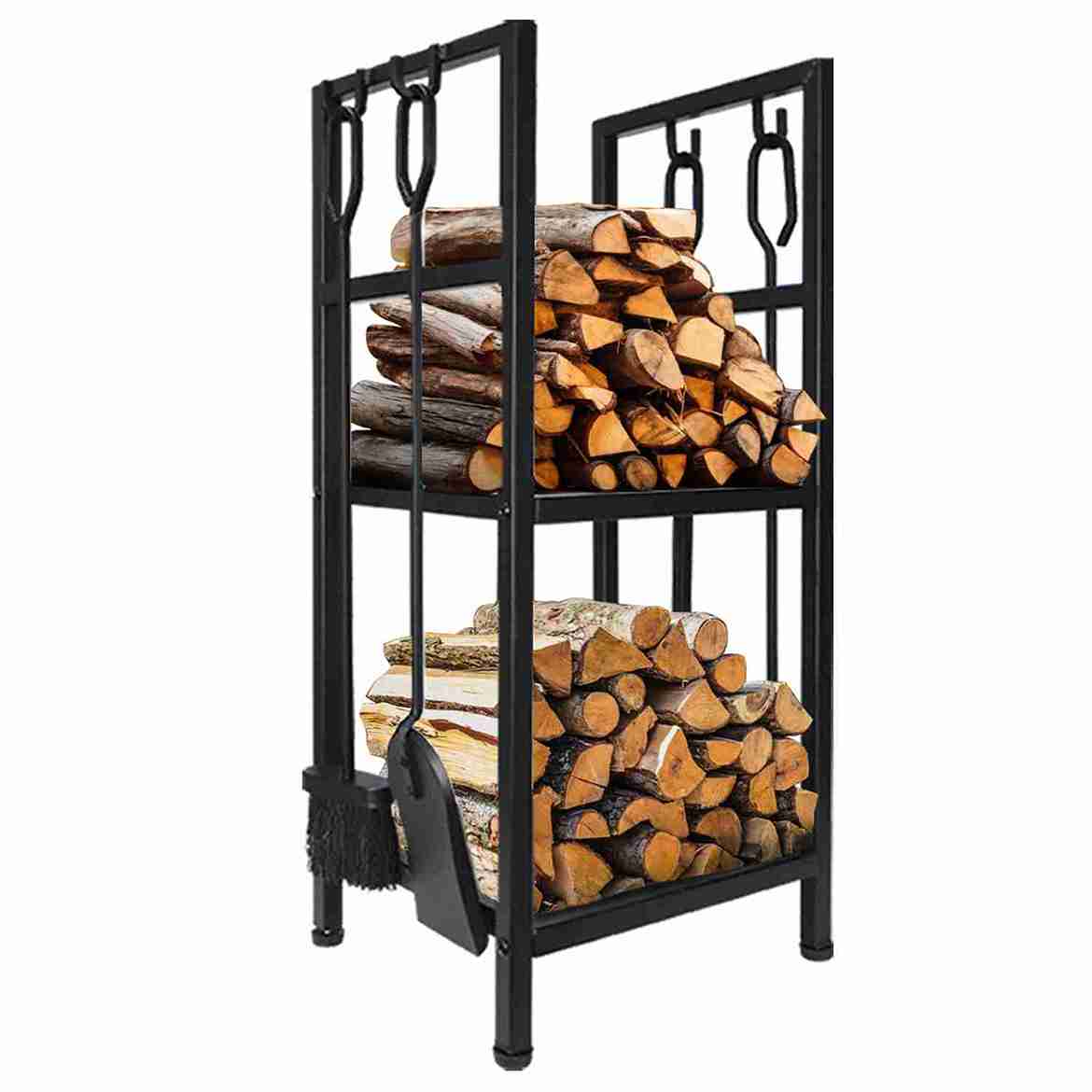 Firewood Log Rack Storage with Tool Set - Image 4