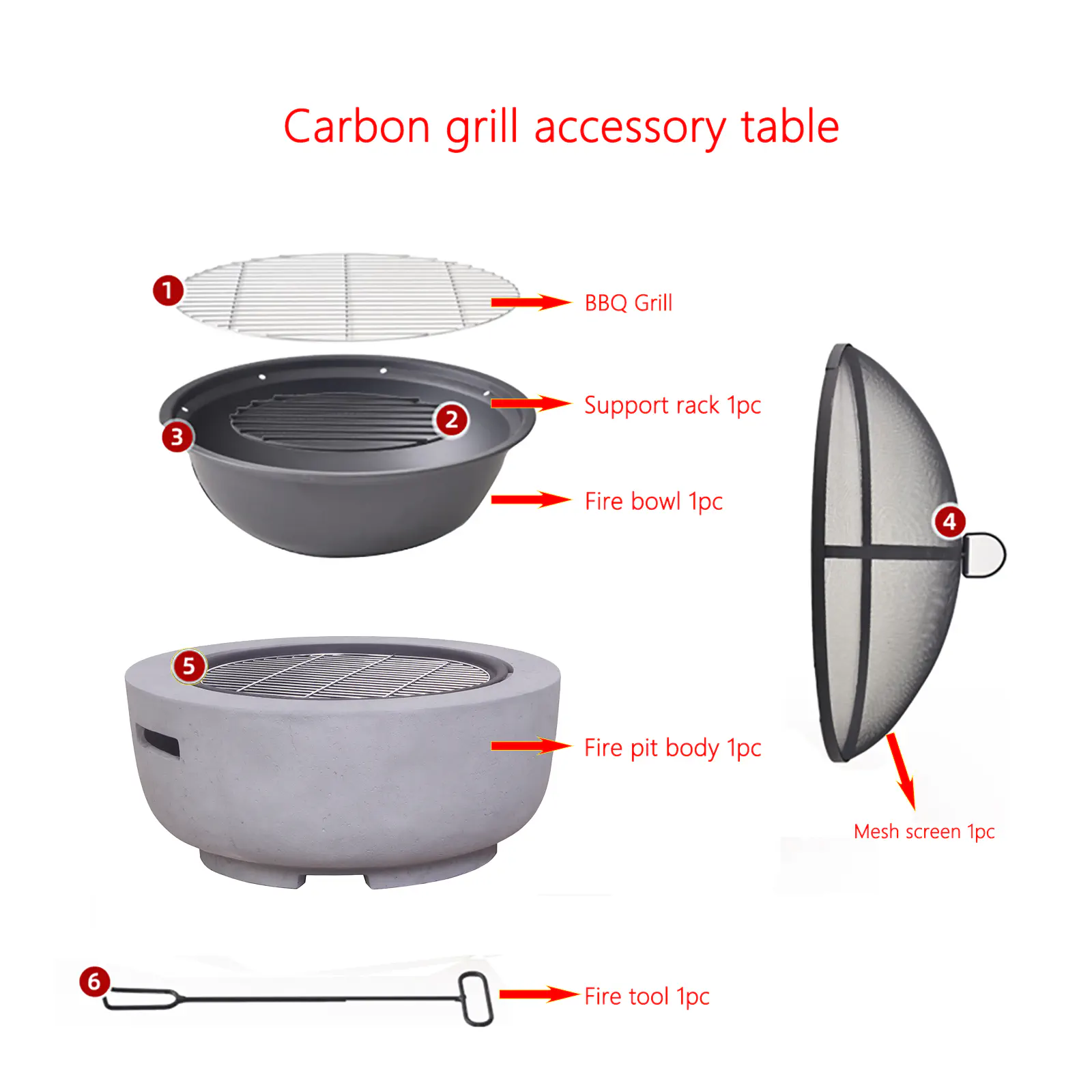 Outdoor Wood-Burning Fire Pit (Light Grey) - Image 3