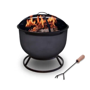 Outdoor Wood Burning Fire Pit Steel Base (Dark Grey) (3)