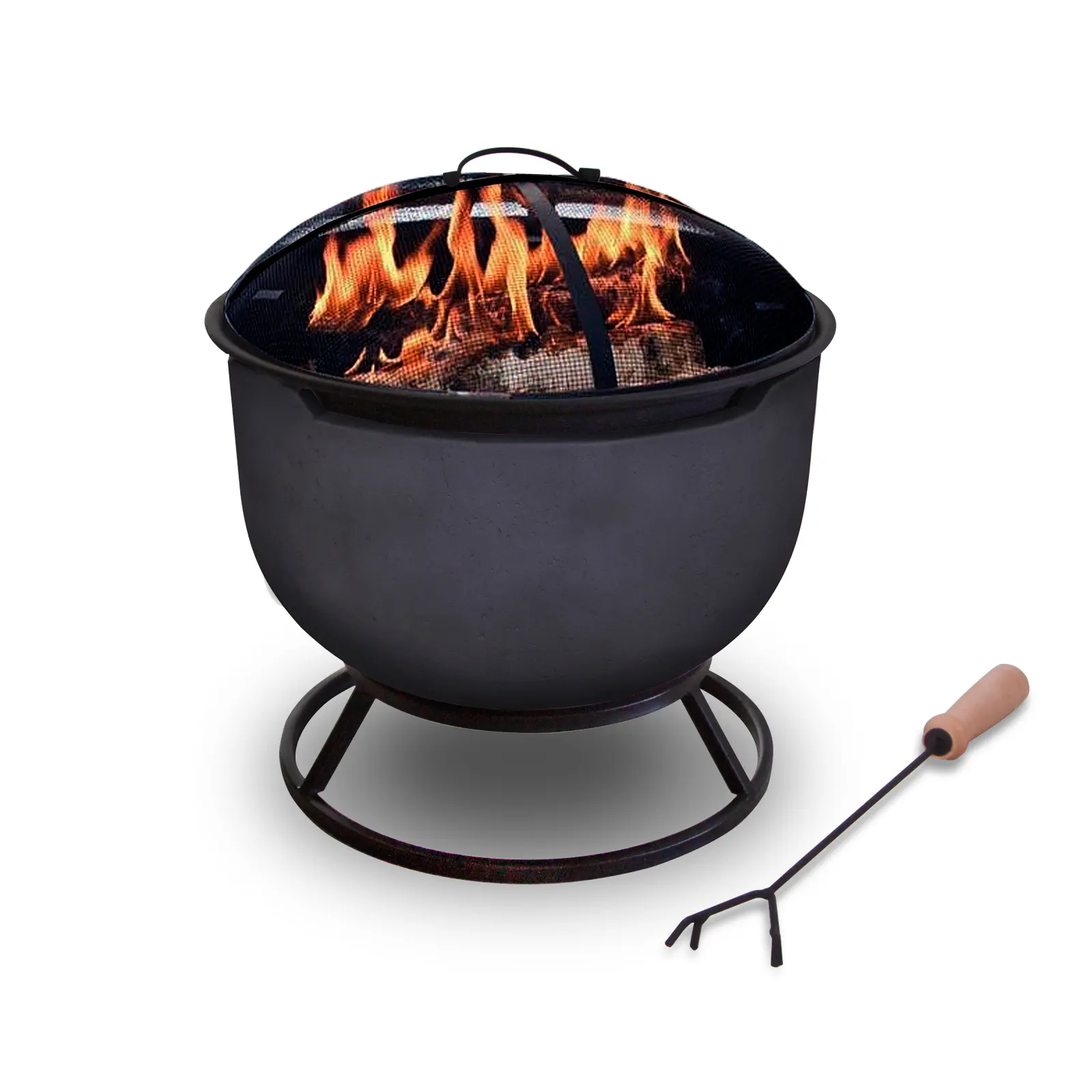 Outdoor Wood Burning Fire Pit Steel Base (Dark Grey) (3)