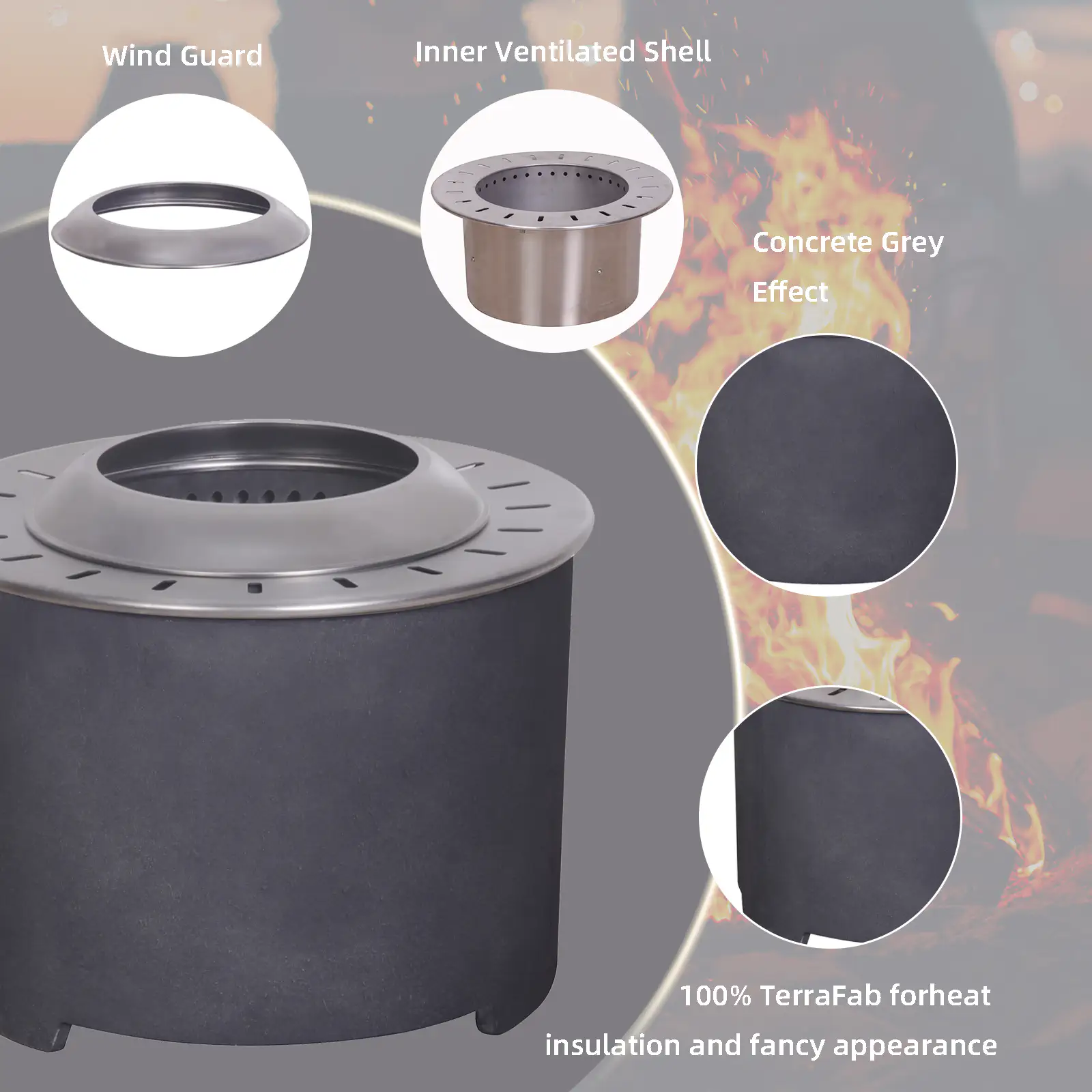 Outdoor Wood Burning Smokeless Fire Pit (Dark (6)