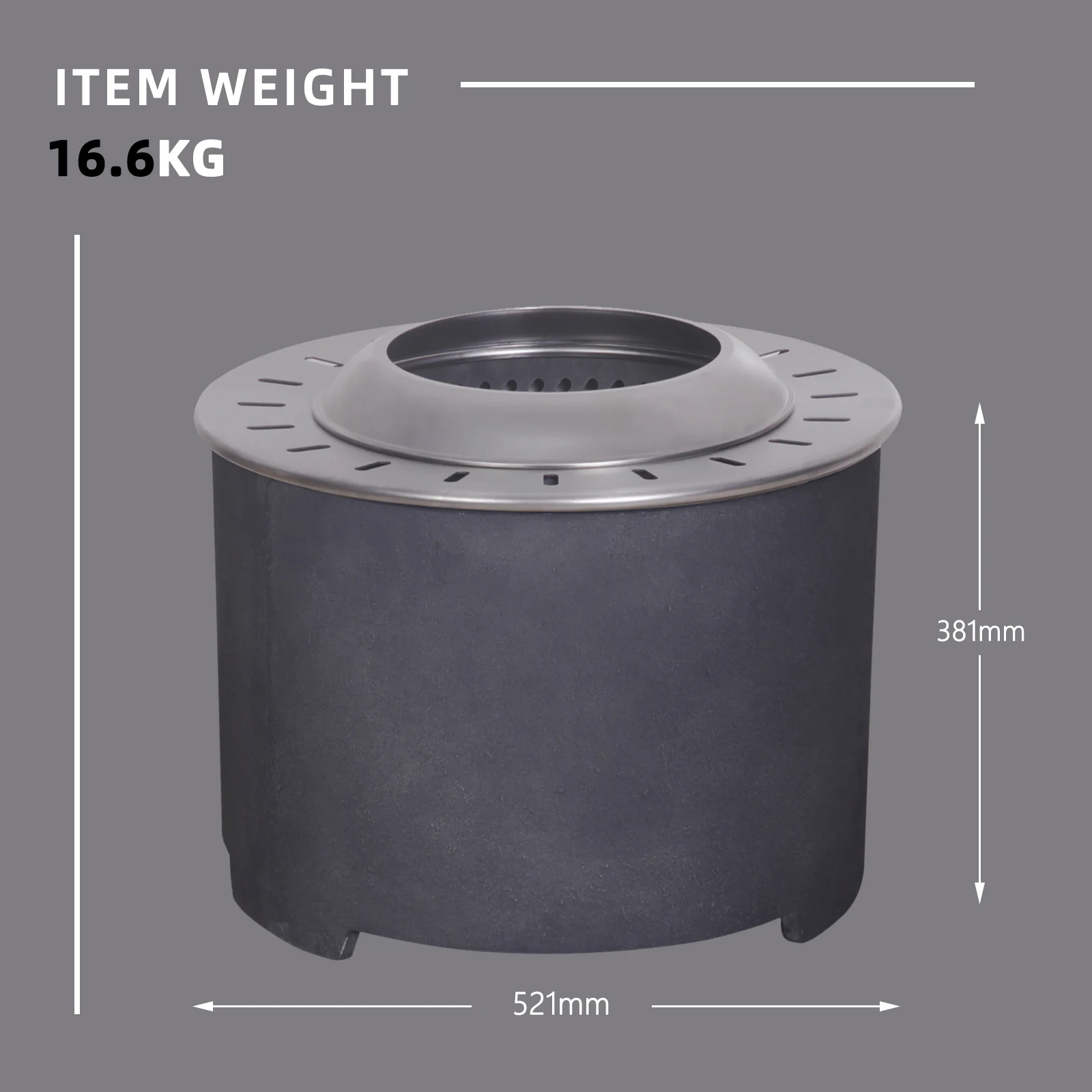 Outdoor Wood Burning Smokeless Fire Pit (Dark Grey) Bonfire Pit for Terrace - Image 3