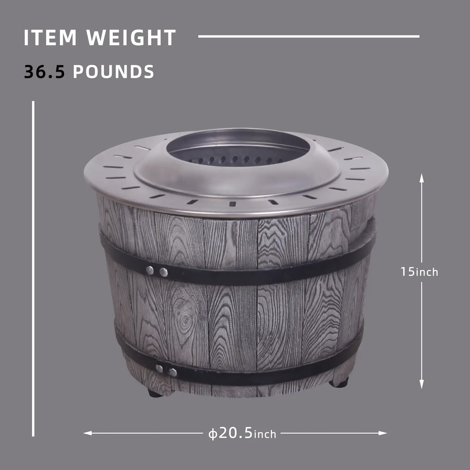 Outdoor Wood Look Grey Smokeless Fire Pit Bonfire pit for outdoor - Image 2