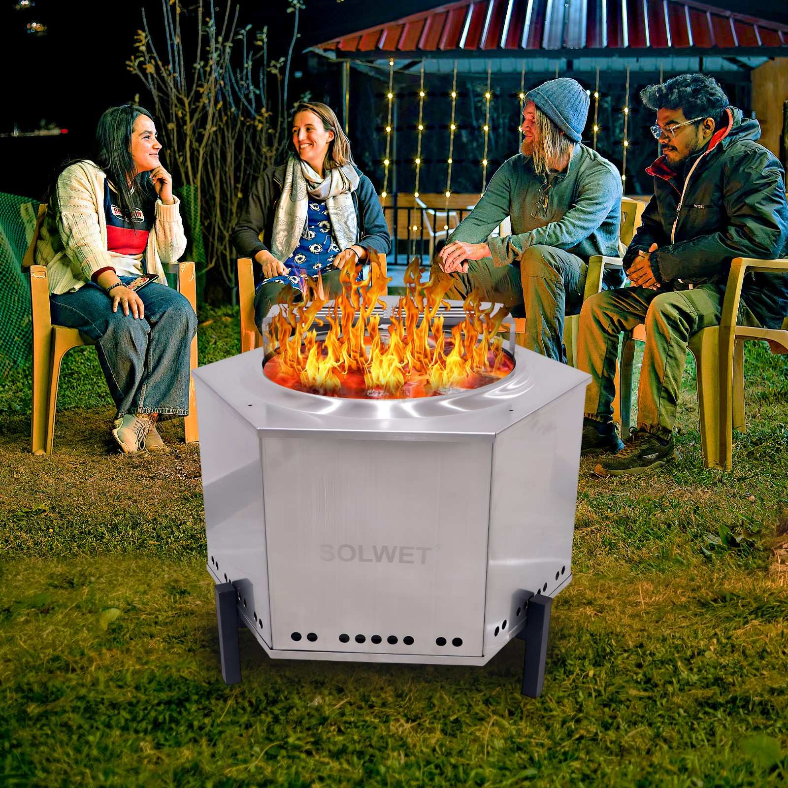 Outdoor Smokeless Fire Pit With BBQ Grill (19")