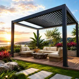10x13x9 feet Retractable Motorized Pergola with led light For Terrace, Garden and swimming pool (3x4x2.7 mtr)