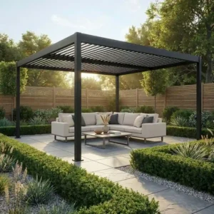 13x13x9 feet aluminium Louvered Roof Motorized Pergola for garden terrace with led light (4x4x2.7 mtr)