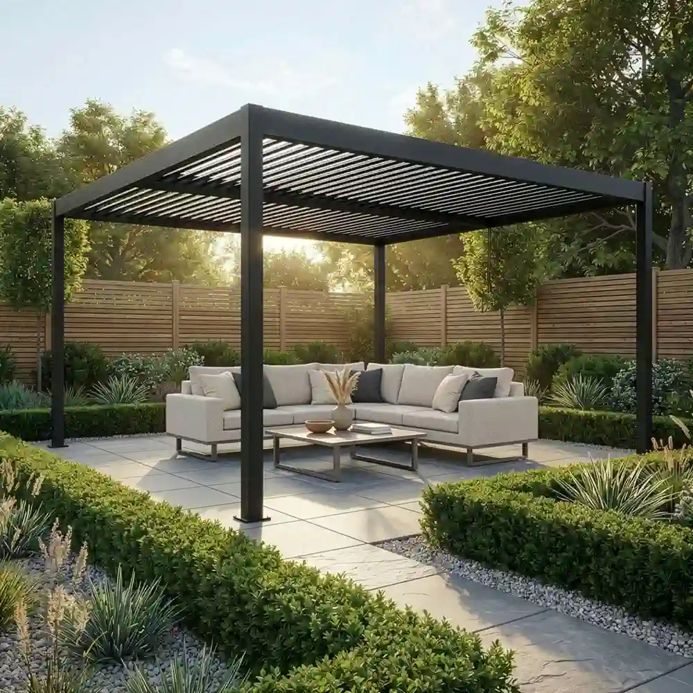 13x13x9 feet aluminium Louvered Roof Motorized Pergola for garden terrace with led light (4x4x2.7 mtr)