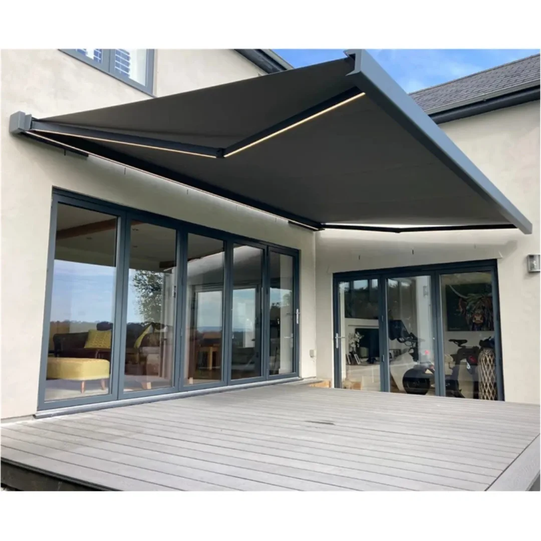 Full Cassette Retractable Awning with LED Strip Light with remote (48)