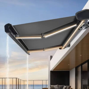 Waterproof UV-Resistant Retractable Awning with LED