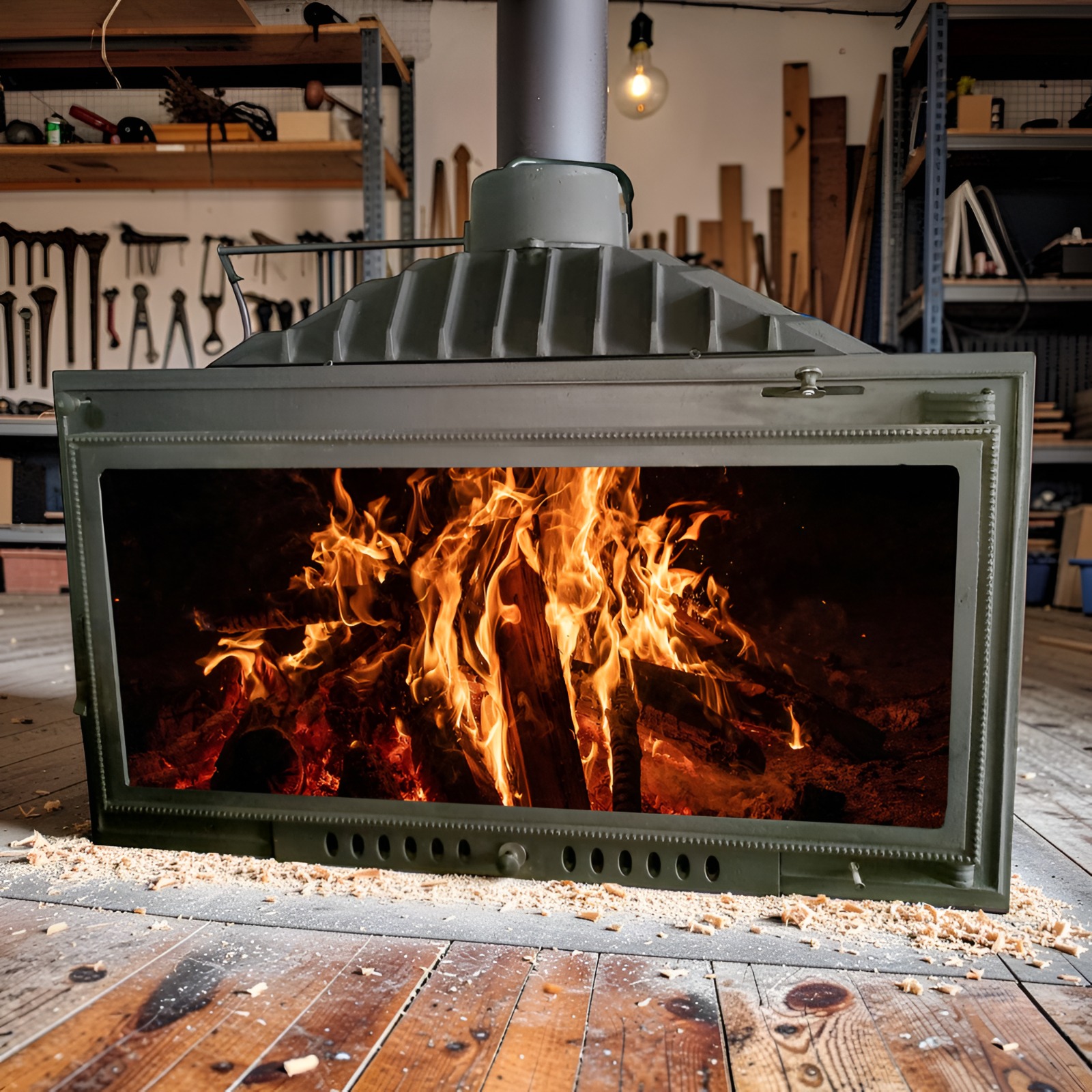 Wood burning fireplace SOL326 Single glass