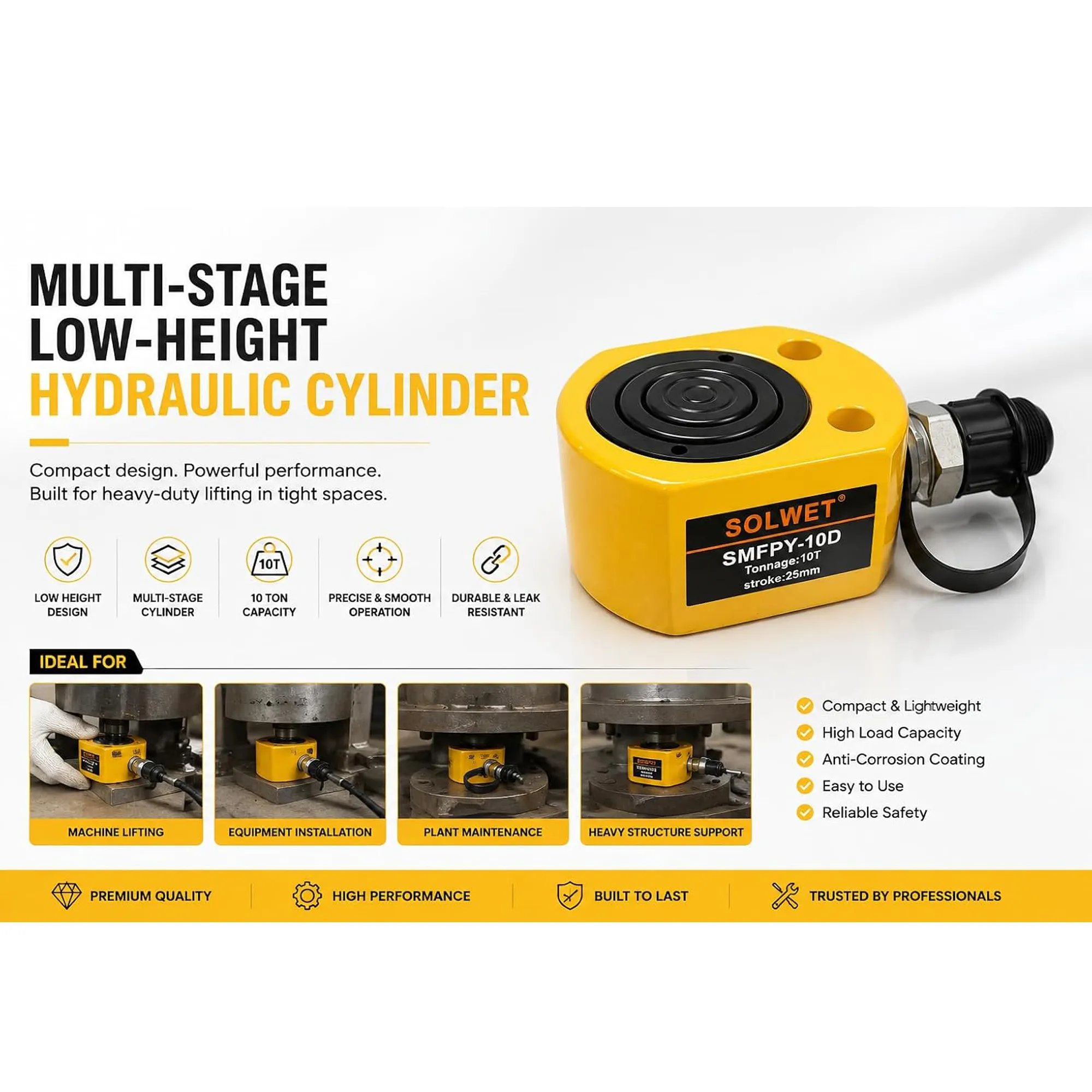 Multi stage low height hydraulic cylinder 10Ton (SMFPY-10D) - Image 3