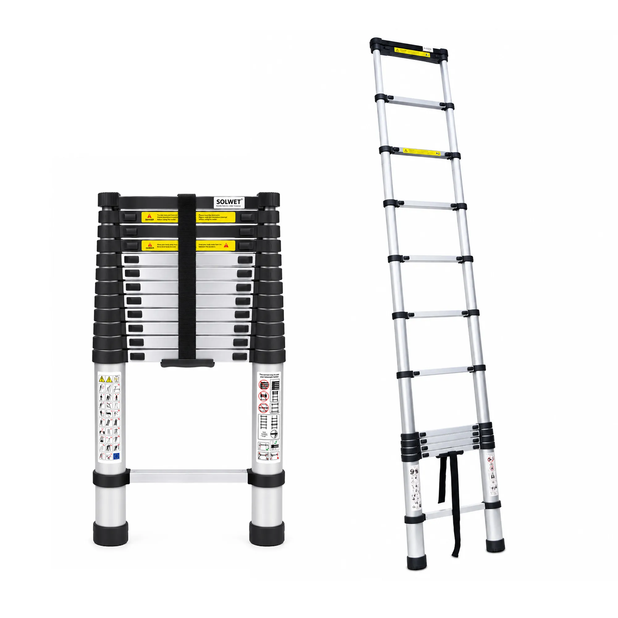 SOLWET SOLT212B 3.8m telescopic extendable ladder