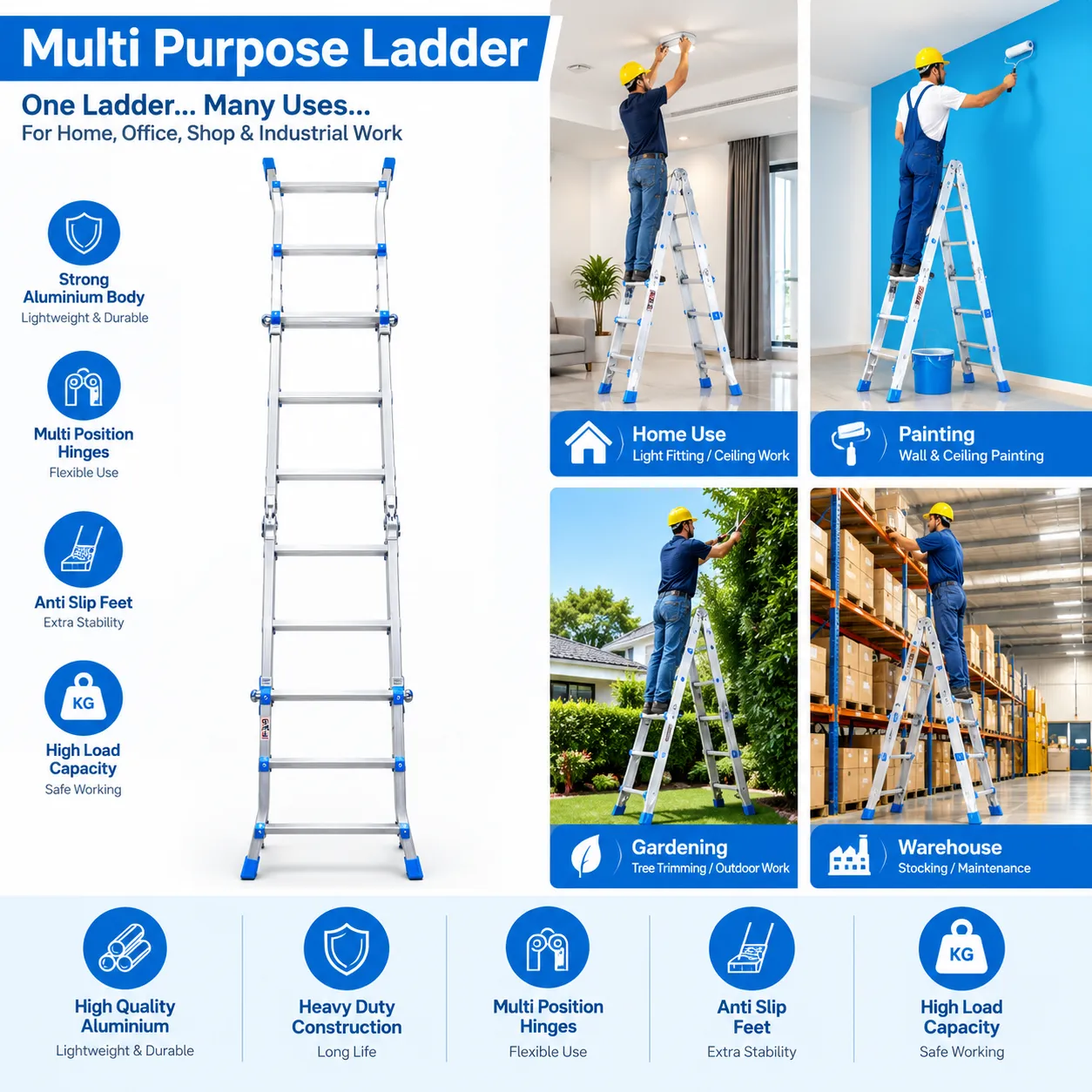 Telescopic Multi-Purpose Ladder 4x3 Steps SOLM403 - Image 3
