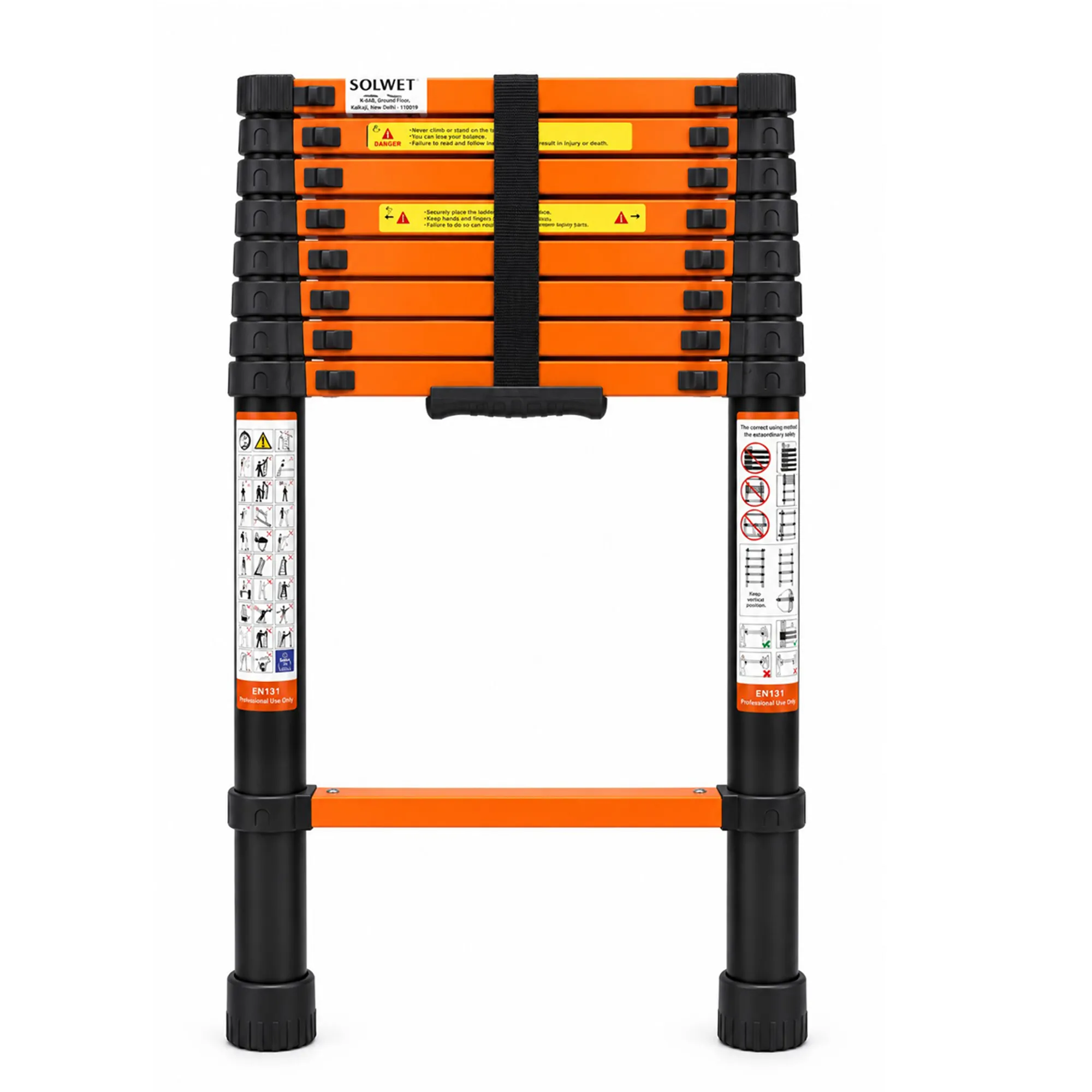 Telescopic ladder 3.9m in steel SOLT209G